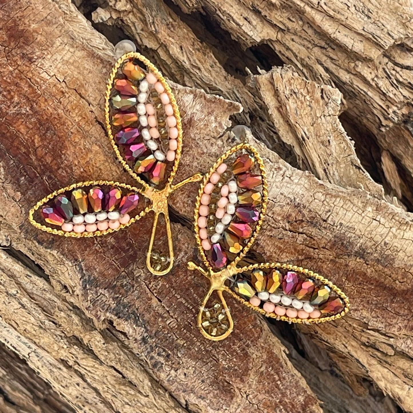 "Beaded butterfly earrings, Ref. NAT13