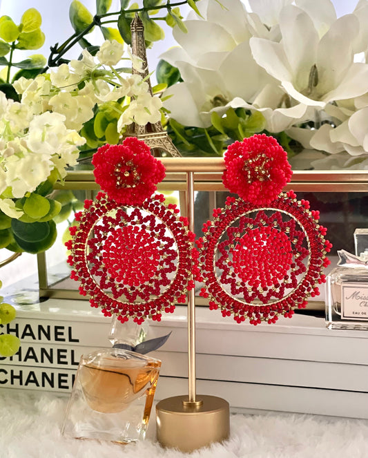 Beaded earrings with woven clasp, Ref. NAT12