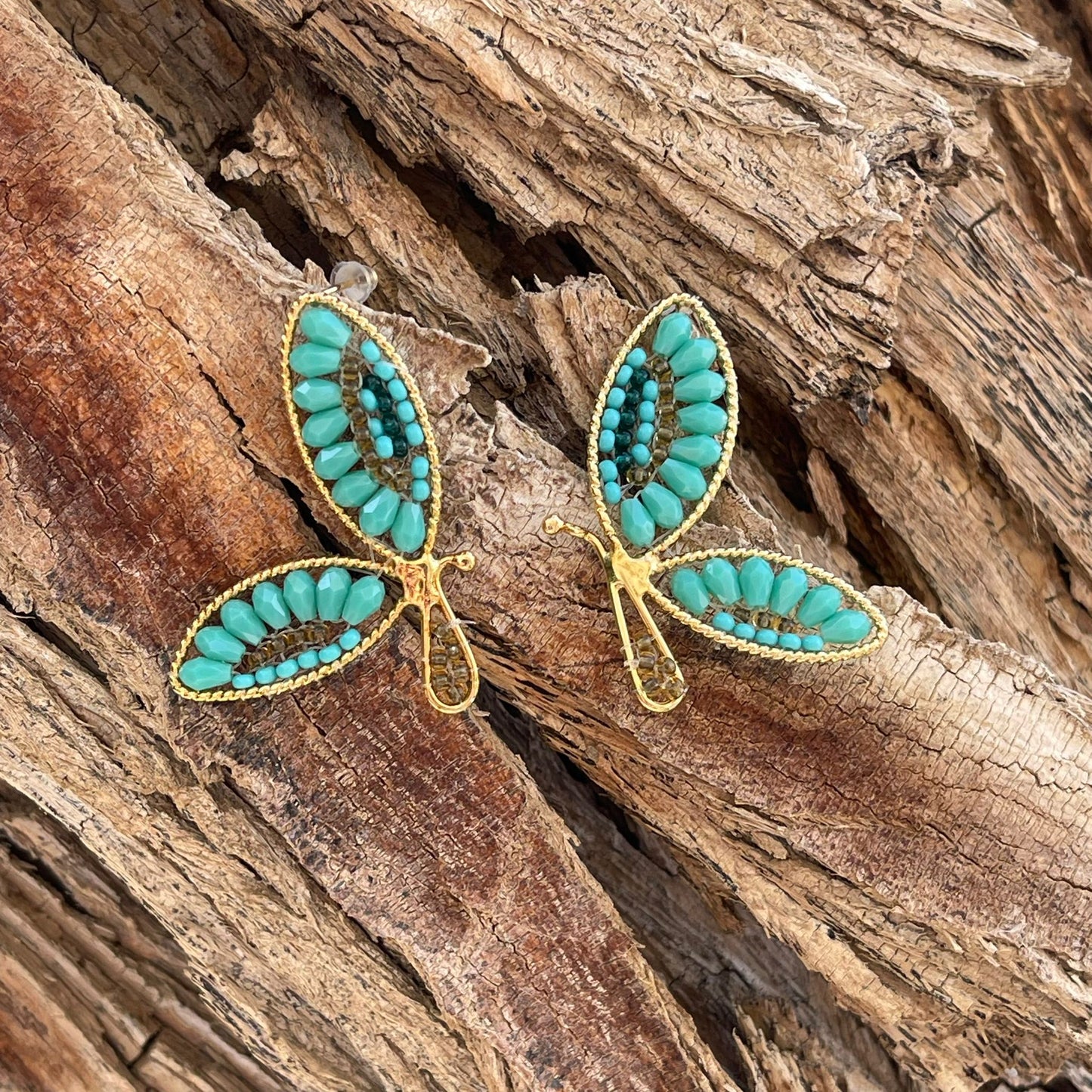 "Beaded butterfly earrings, Ref. NAT13