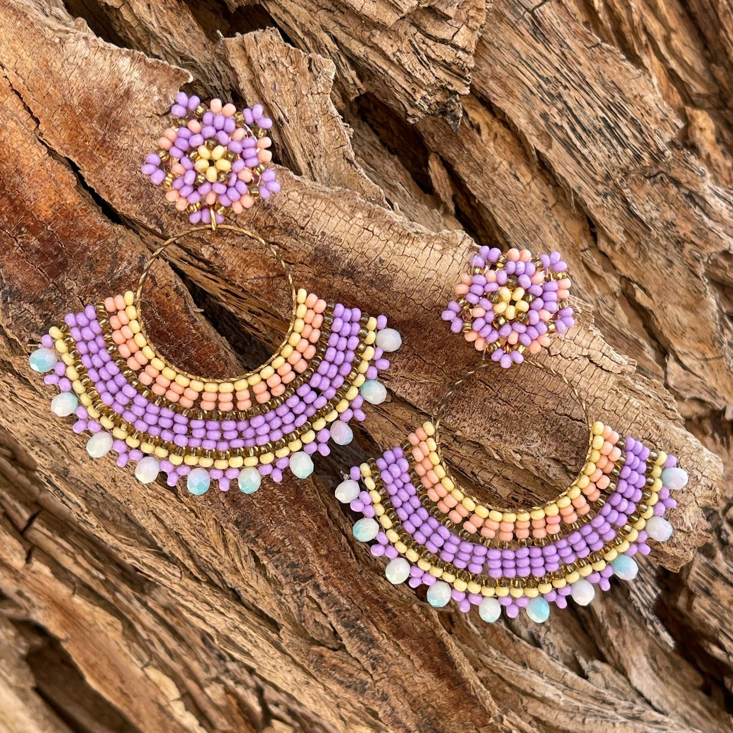 Half Circle beaded Earrings Ref. NAT10
